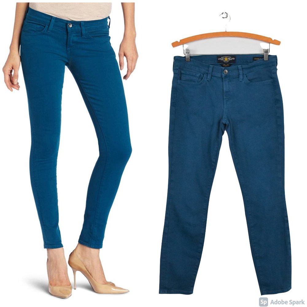 Lucky Brand Charlie Ankle Skinny Jeans 10/30 Teal